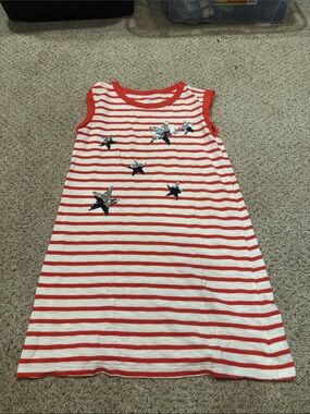GAP Red & White Striped Sleeveless Dress with Sequin Stars
